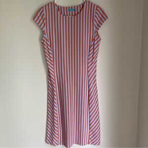 J. Mclaughlin women’s Helena Dress size XS.  Sea blue and coral color. EUC! 😍